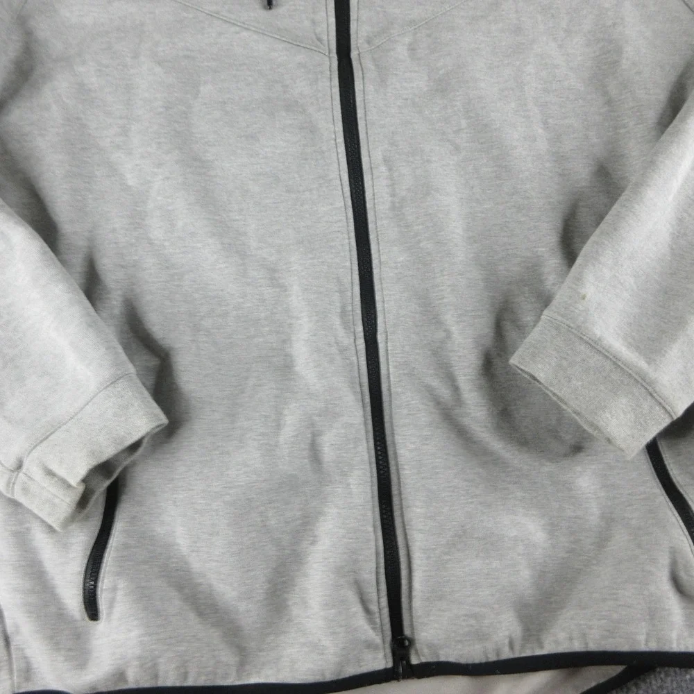 Nike Hoodie Mens 2XL‎ Gray Tech Fleece Full Zip Windrunner Pockets Sweatshirt